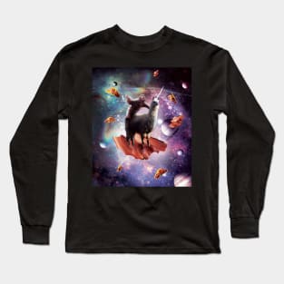 Space Sloth Riding Llama Unicorn - Bacon & Taco Long Sleeve T-Shirt